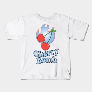 Cherry Bomb and Light Blue Flaming Design Kids T-Shirt